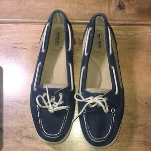 Sperry navy blue boat shoes W, s 10